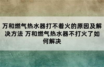 万和燃气热水器打不着火的原因及解决方法 万和燃气热水器不打火了如何解决